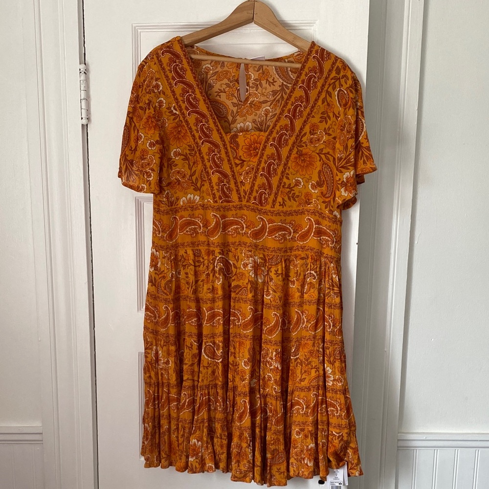 Bila Orange yellow Floral Mini Dress size m